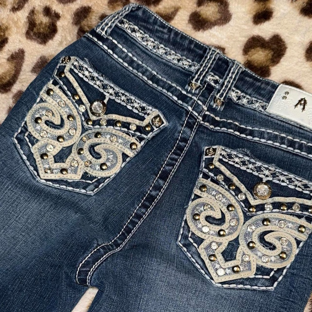 Embellished Answer Me Dark Blue Jeans